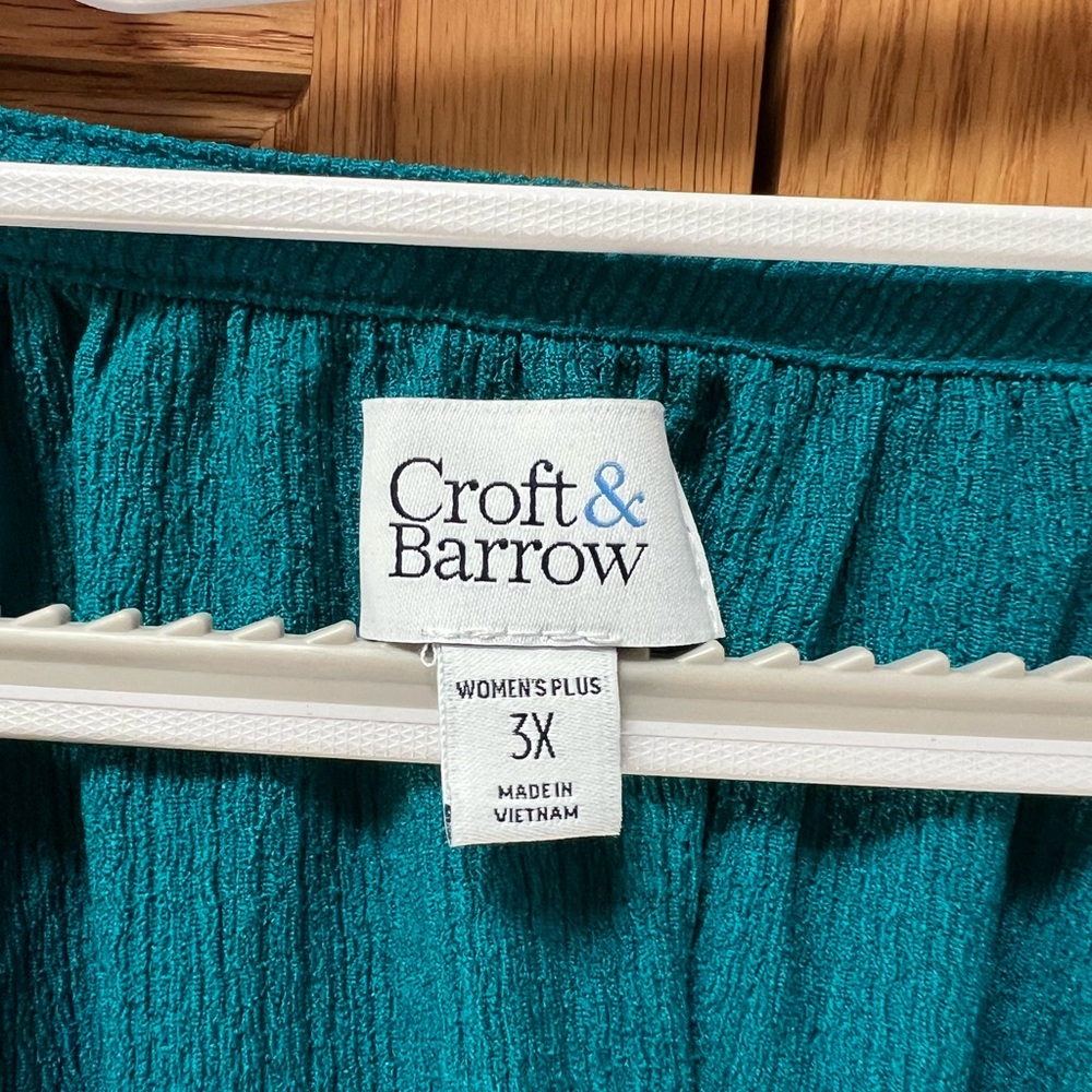 Croft & Barrow Teal Blouse with Drawstring, NWT, Size 3X - Picture 3 of 5